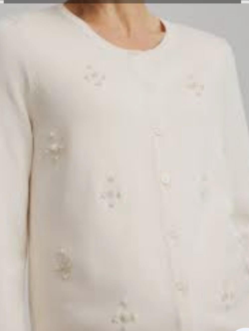 0Chico's Cream Pearl Embellished Cardigan Sweater Chicos Size 2 Medium